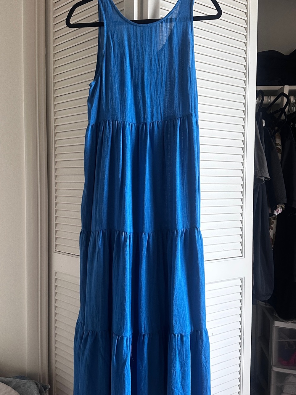 Millibon Blue Sleeveless Tiered Maxi Dress